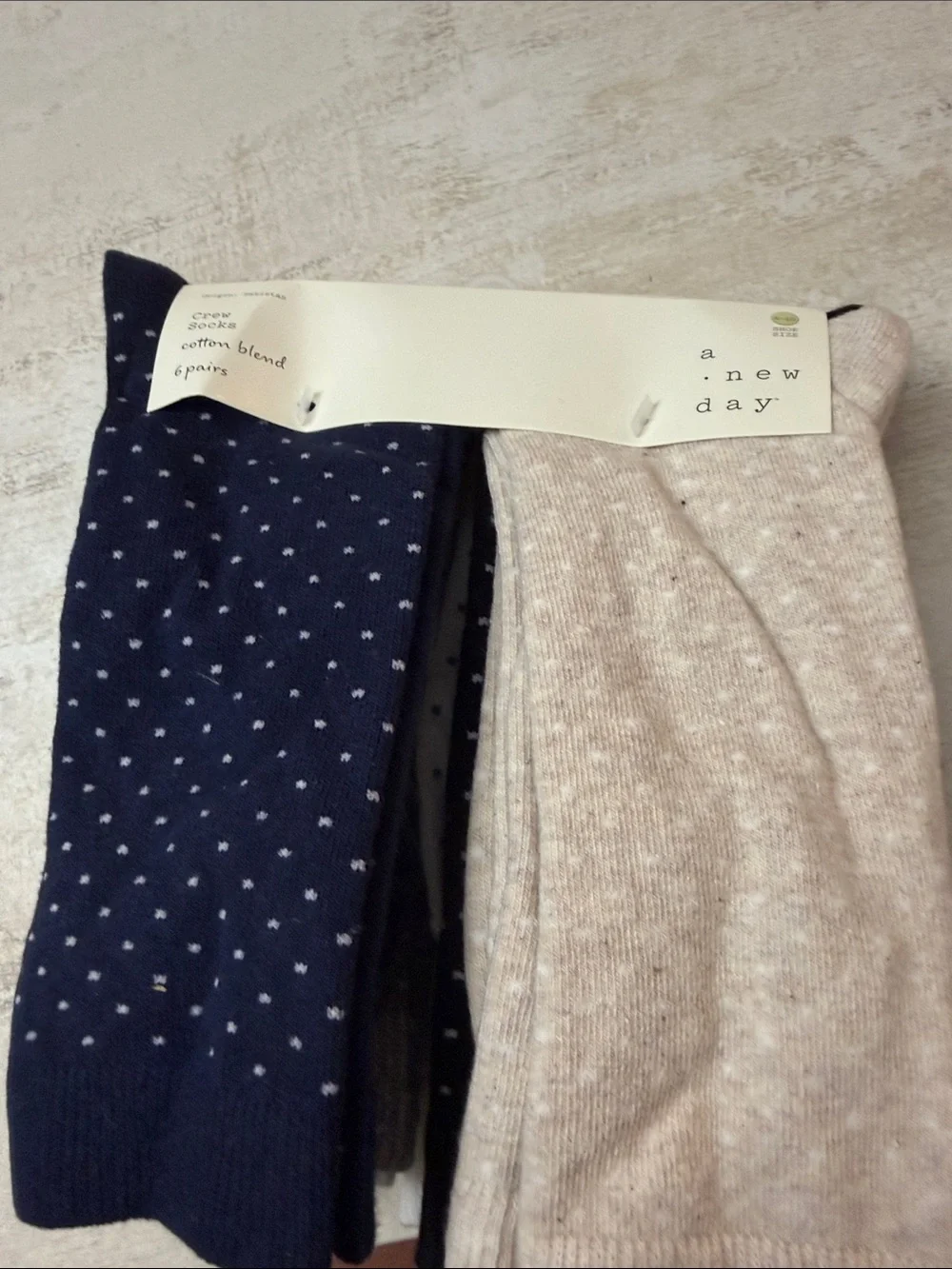 a new day Polka Dot Crew Socks - Black, Beige, White, Navy, Gray